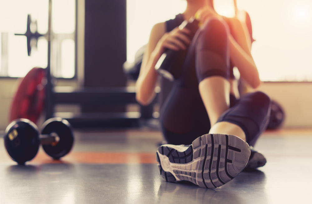 Woman recovering in gym